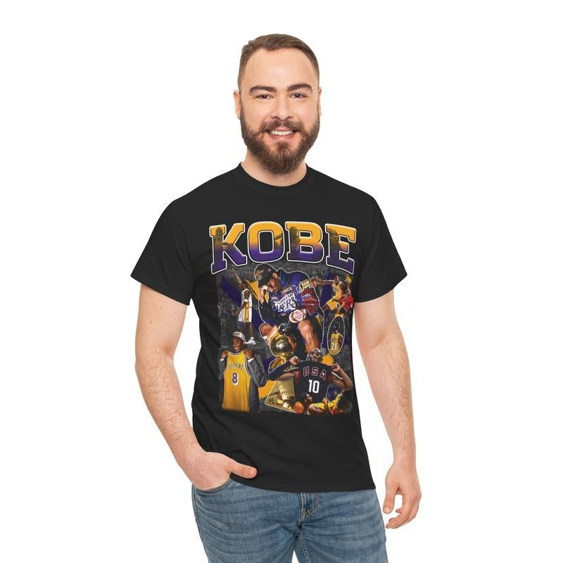 Kobe Vintage Basketball Fan Graphic Tee Retro 90s Baller Styled Streetwear Shirt Casual Cotton Menswear Top Classic Man Tshirt Smooth