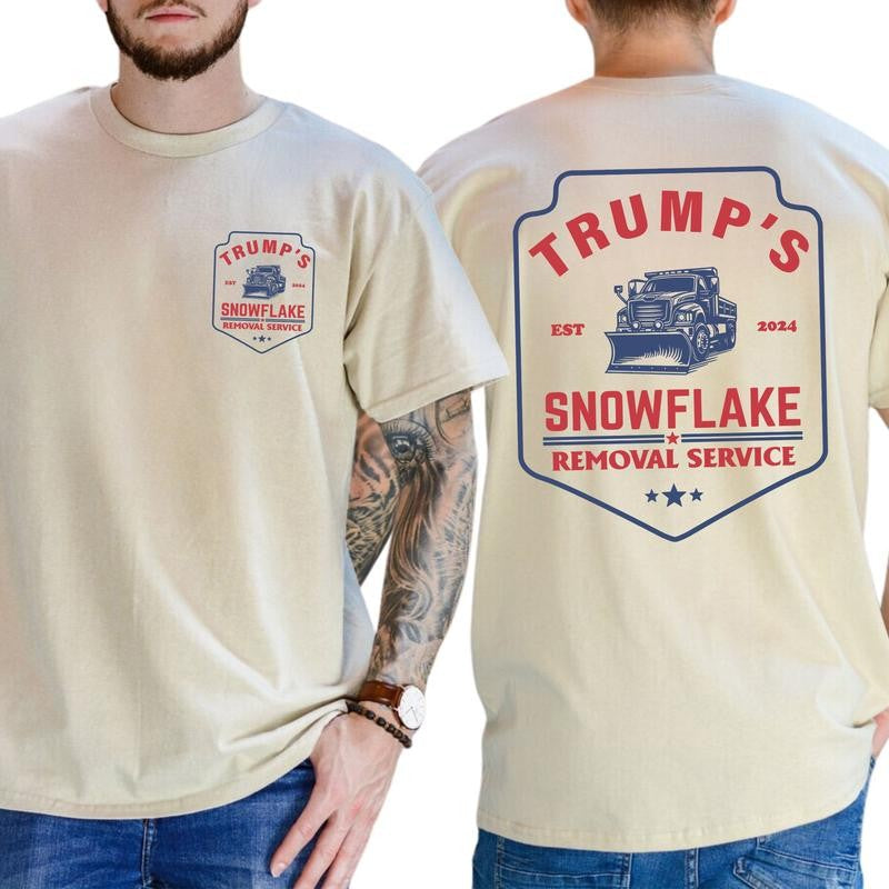 Trump T-shirt, Trumps EST 2024 Snowflake Removal Service Shirt, Full Color, For Men ,Gift For men, Casual.