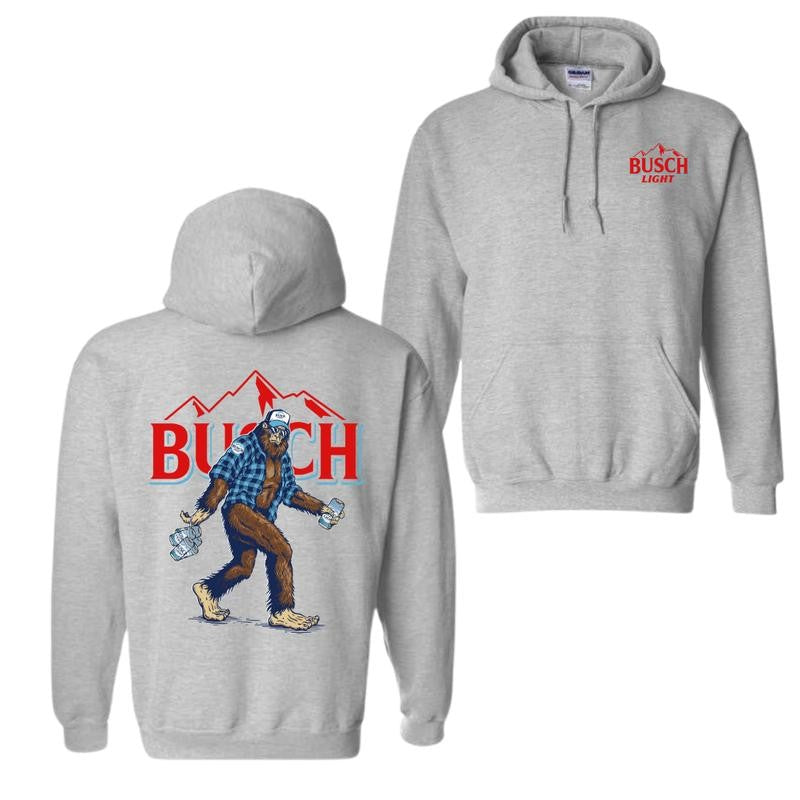 Bigfoot Busch Light Double Sided Hoodie and T-shirt, Unisex Hoodie For Man and Women