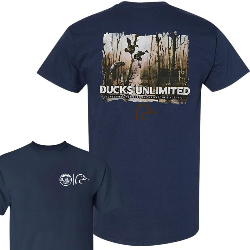 Busch Light Ducks Unlimited T-Shirt, Double Sides T-Shirt, Full Color, For Men, For Women