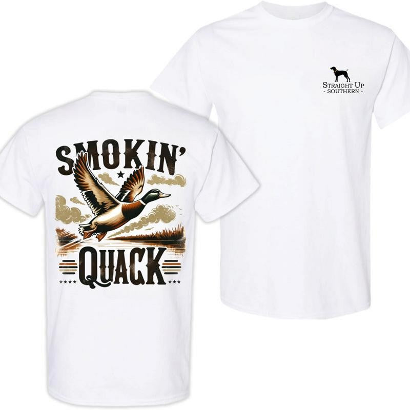 Smokin Quack T-Shirt- Hunting T-Shirt - Summer Outfits, Regular Fit Short Sleeve Crew Neck T-Shirt for Men, Casual Comfy Knitting Top for Summer