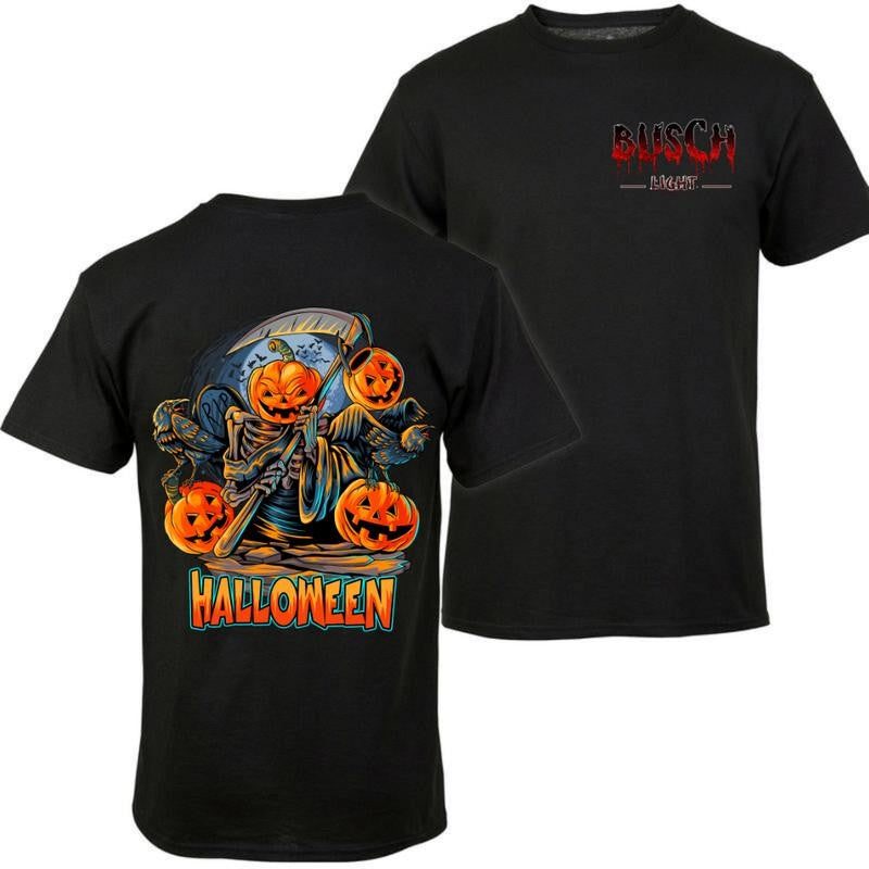 BUSCH LIGHT, BEER, Halloween, Busch Light  Reaper tee T-Shirt, Shirt, Casual Graphic Round Neck T-shirt for Summer, Fashion Top for Daily Wear
