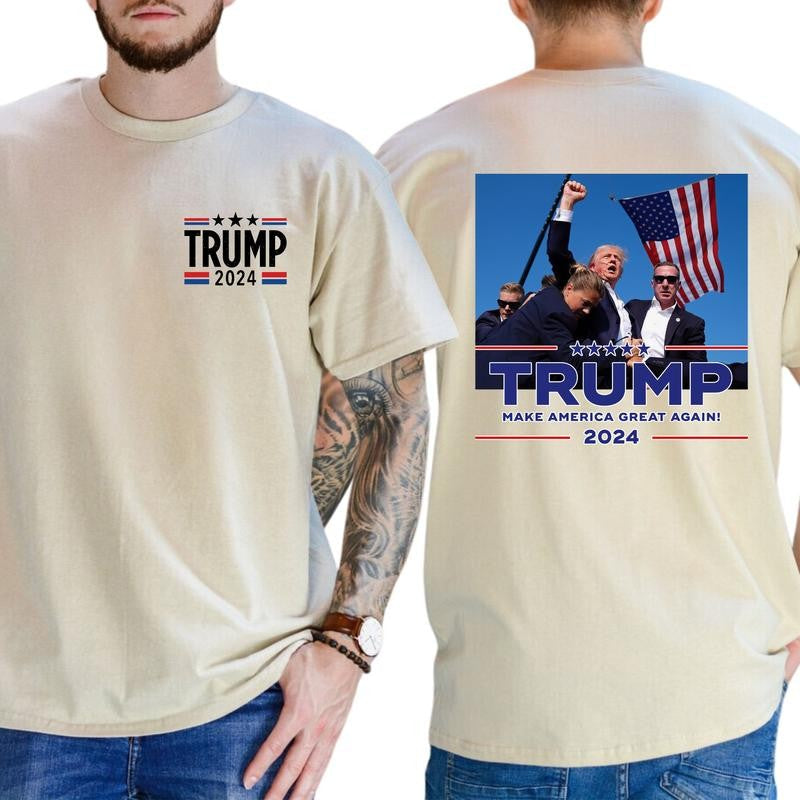 2-Side rum Shooting Shirt   D.nald Trum Failed Ass.assin T-Shirt, Full Color, For Men ,Gift For men, Casual.