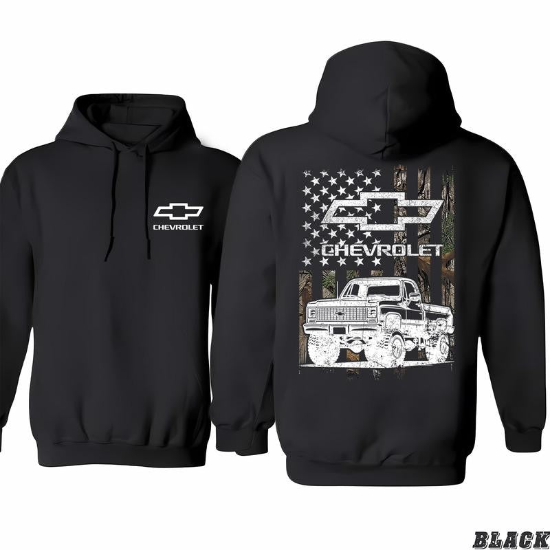 Chevrolet - Buck Wear Chevy Camo Accent Flag Hoodie, Wear It Your Way, Choose Your Hue, Fashion For Every Occasion, Everyday Basics, Classic Cotton