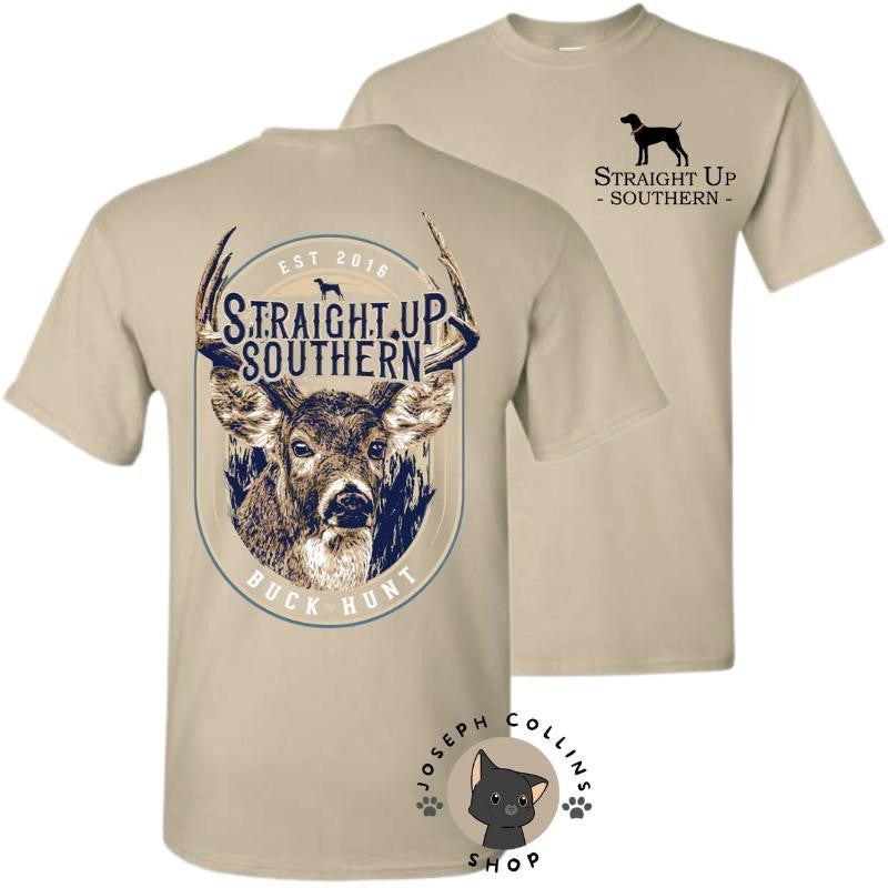 Deer Label T-Shirt - by Straight Up Southern - Summer Outfits, Regular Fit Short Sleeve Crew Neck T-Shirt for Men, Casual Comfy Knitting Top for Summer