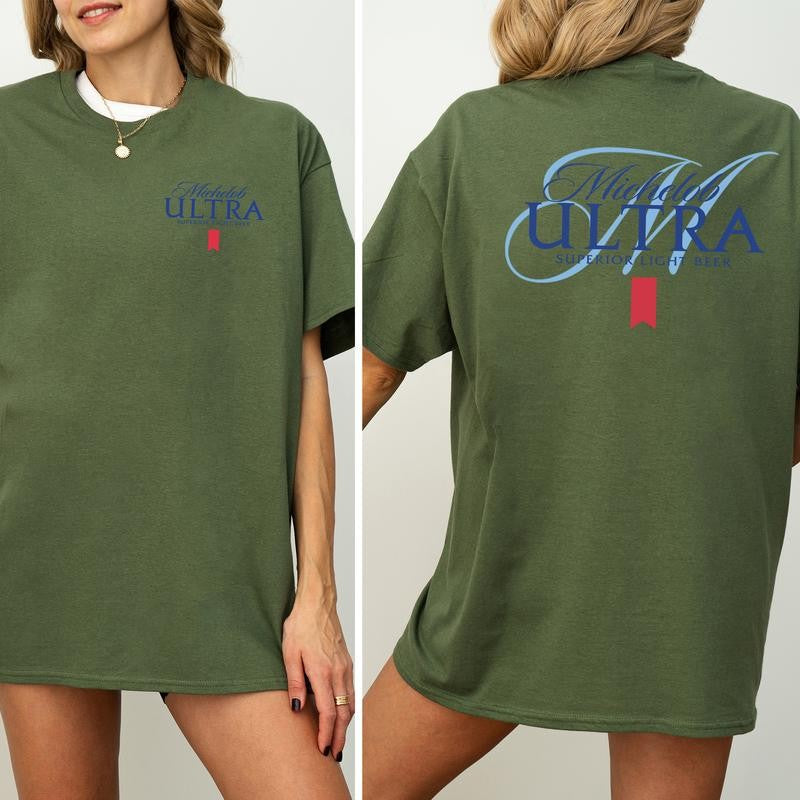 Vintage Michelob Ultra Shirt 2-Sided, Retro Light Beer Printed Tee, Drinking Shirt For Men, Soft Cotton Fabric T-shirt, Women's Top, Casual Womenswear