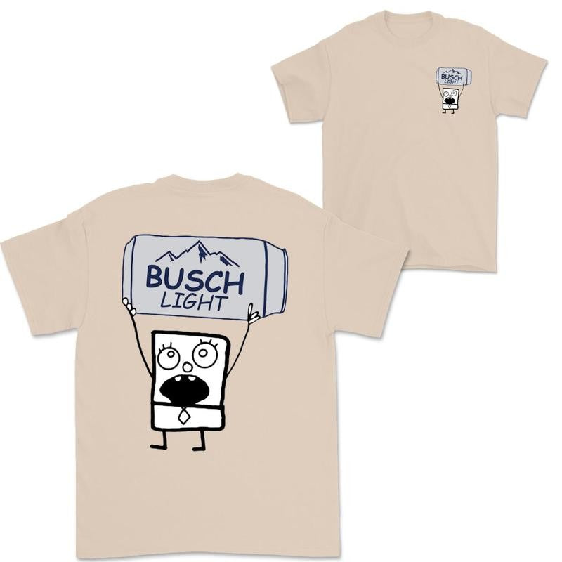 Doodlebob Busch Light 2 Sided T-Shirt, Funny Drinking T-Shirt, Summer T-Shirt, Full Color T- Shirt, Unisex T-Shirt, For Men, For Women, Gift For All