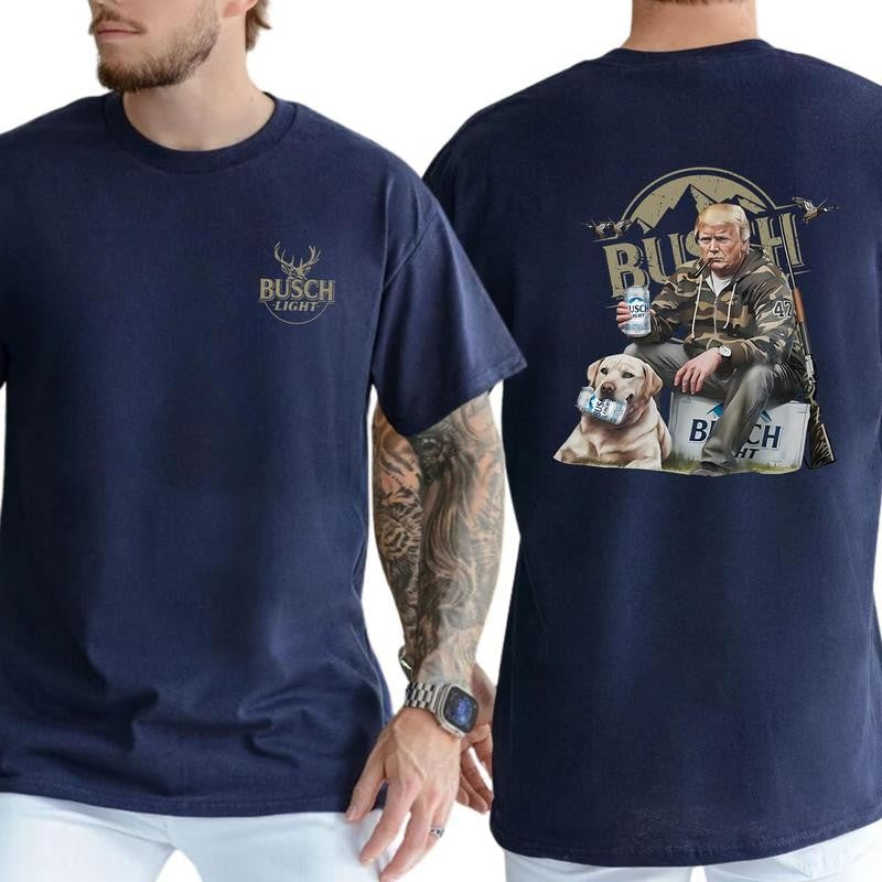 Trump Hunting Busch Light Beer 2 sider Shirt, Trump Hunting Shirt, Graphic Printed Tees For Trump Supporters