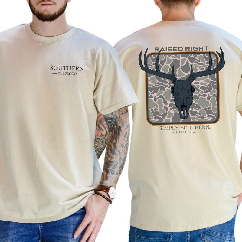 Simply Southern Outfitters Raised Right T-Shirt, Short Sleeve Graphic T-Shirt, Soft Fabric