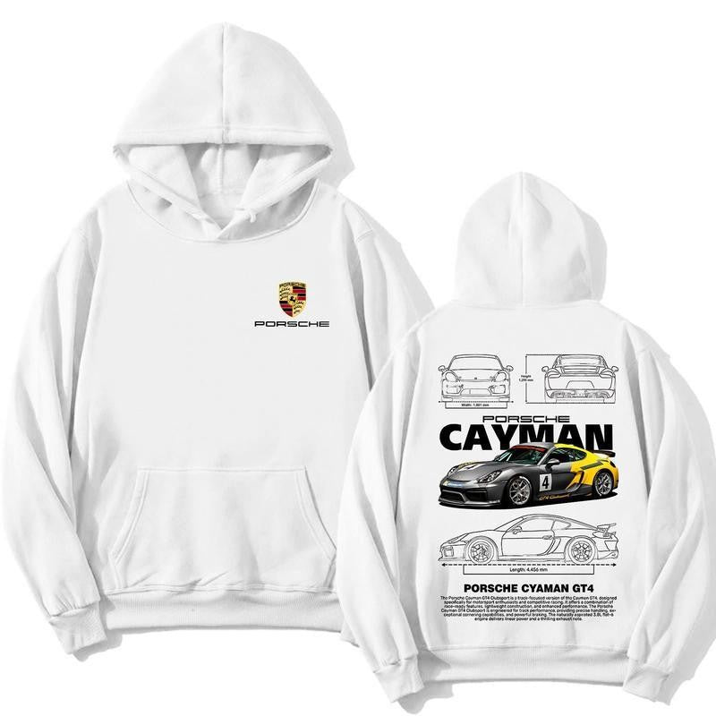 Porsche GT Pullover Hoodie, Cayman GT Hoodie, Car Enthusiast Shirt, Car Clothing Cotton Menswear graphic hoodies