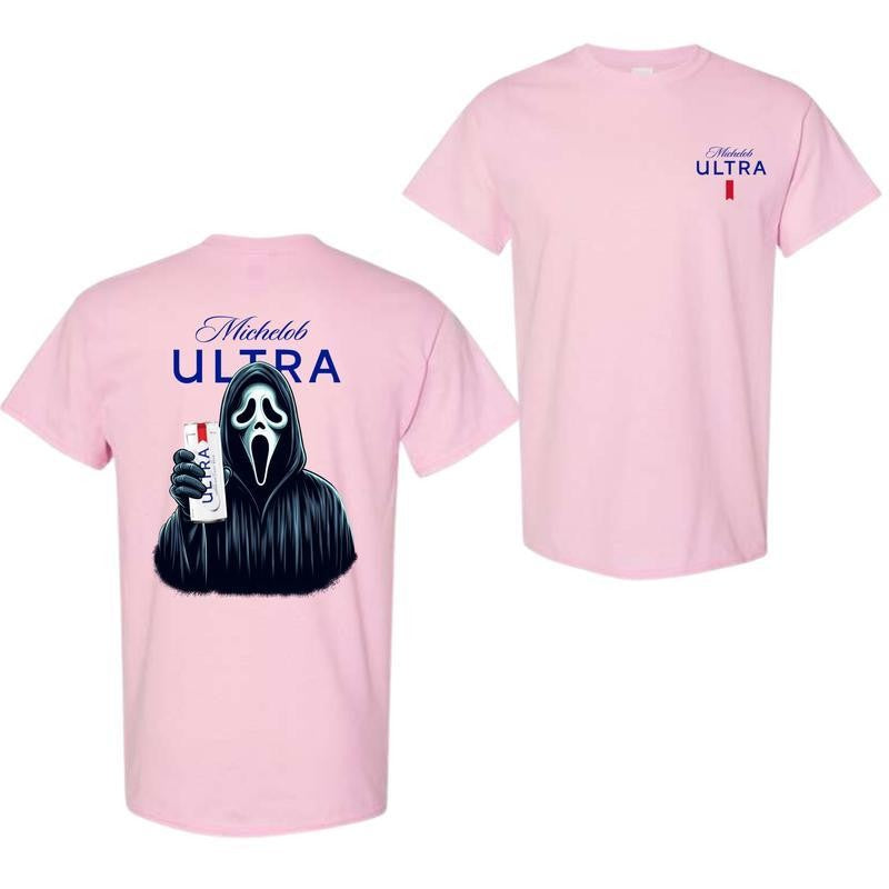 Michelob Ultra Beer, Michelob Ultra Ghost Face Halloween 2 Sided T-Shirt, Michelob Ultra Halloween Shirt, Halloween Shirt, For Men, For Women, Halloween Cute