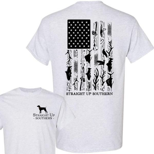 Hunt Fish Flag T-Shirt - Summer Outfits, Regular Fit Short Sleeve Crew Neck T-Shirt for Men, Casual Comfy Knitting Top for Summer