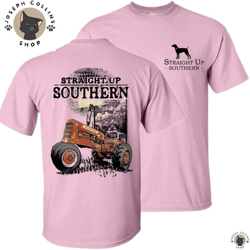 Straight Up Southern-Sunshine Tractor Tee T-shirt - Summer Outfits, Regular Fit Short Sleeve Crew Neck T-Shirt for Men, Casual Comfy Knitting Top for Summer
