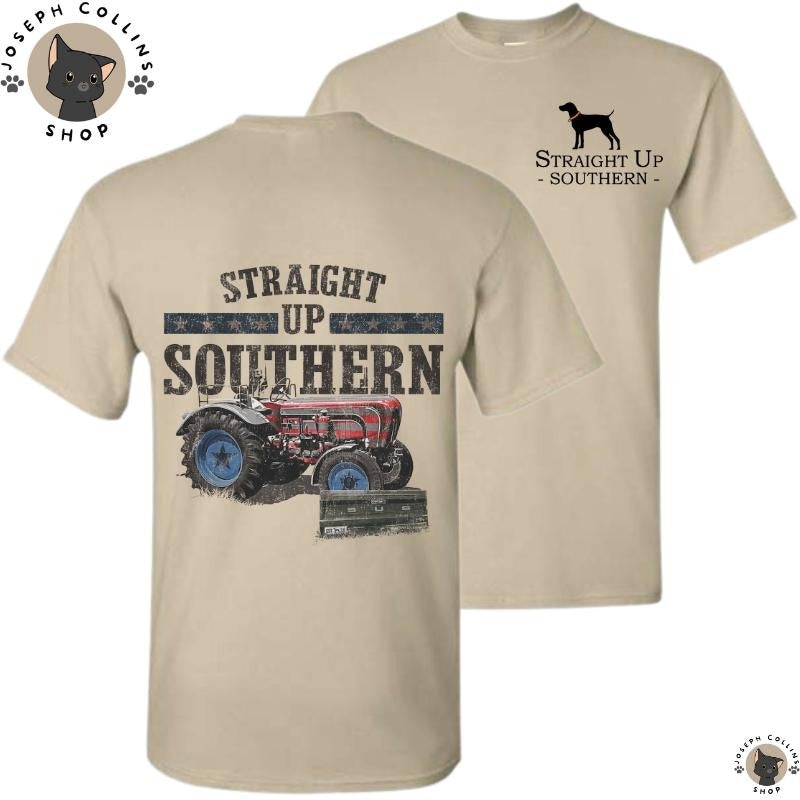 American Tractor - Men's Short Sleeve T-Shirt - by Straight Up Southern - Summer Outfits, Regular Fit Short Sleeve Crew Neck T-Shirt for Men, Casual Comfy Knitting Top for Summer