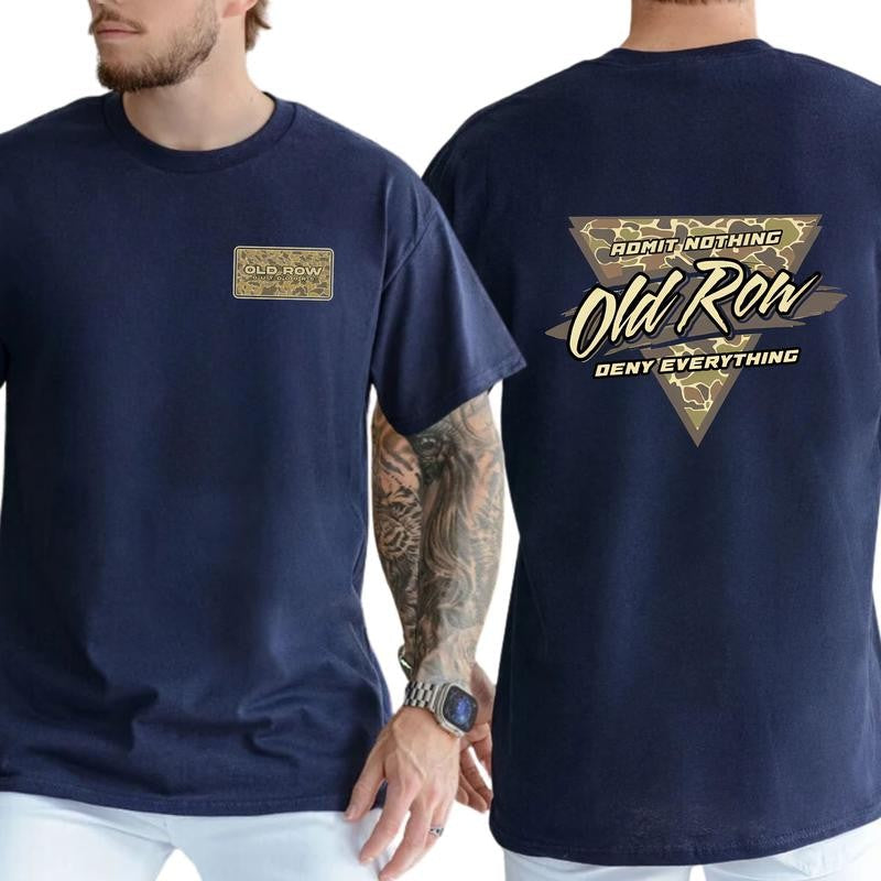 Old Row T-Shirt, Men's Old Row Camo Retro Triangle Shirt, Casual Menswear, Classic Cotton Top, Soft Fabric Shortsleeve Shirt