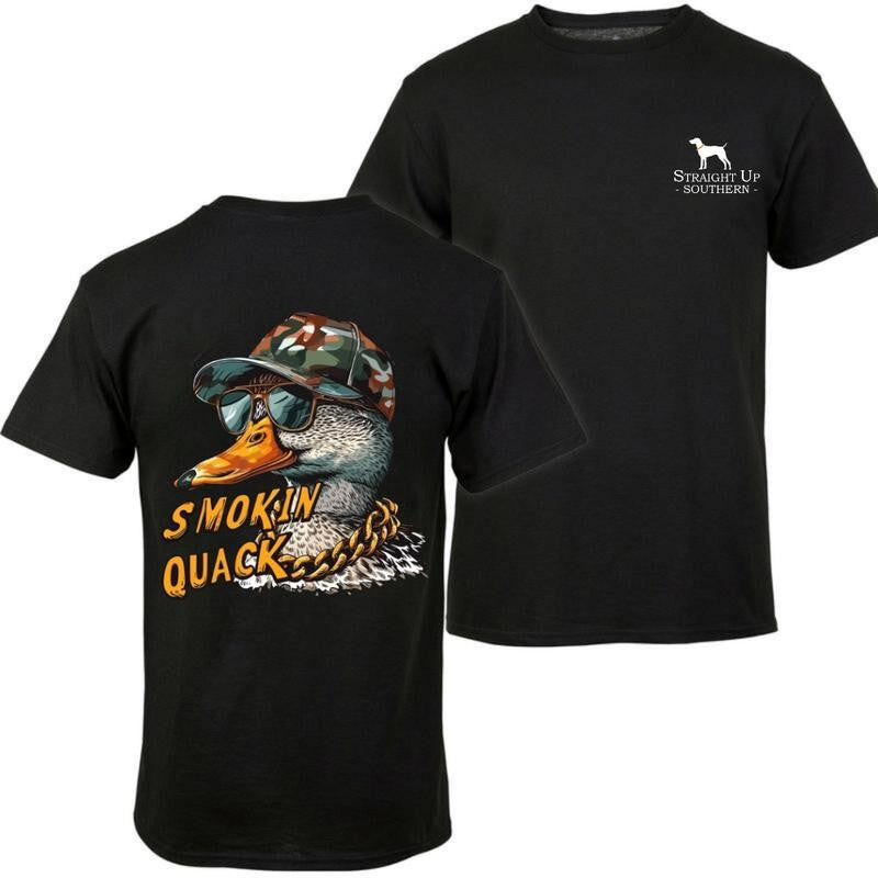 Smokin Quack Duck T-Shirt - Summer Outfits, Regular Fit Short Sleeve Crew Neck T-Shirt for Men, Casual Comfy Knitting Top for Summer