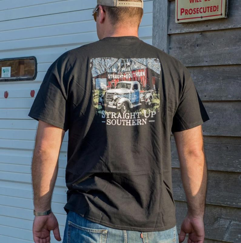 Old Barn Truck T-Shirt - Summer Outfits, Regular Fit Short Sleeve Crew Neck T-Shirt for Men, Casual Comfy Knitting Top for Summer