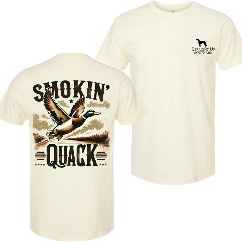 Smokin Quack T-Shirt- Hunting T-Shirt - Summer Outfits, Regular Fit Short Sleeve Crew Neck T-Shirt for Men, Casual Comfy Knitting Top for Summer