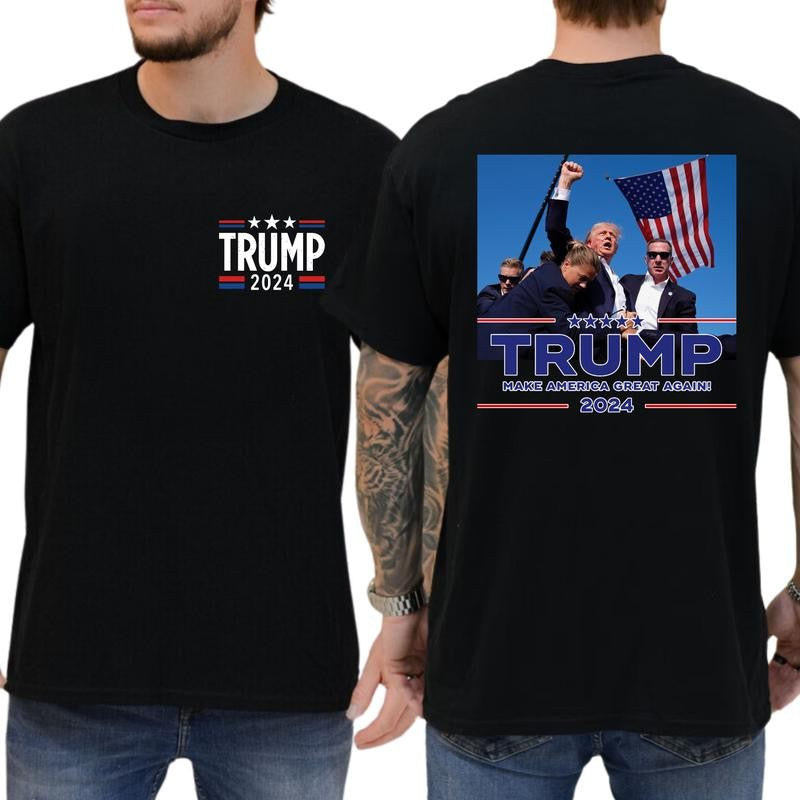 2-Side rum Shooting Shirt   D.nald Trum Failed Ass.assin T-Shirt, Full Color, For Men ,Gift For men, Casual.