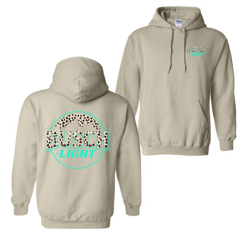 Busch Light Hoodie - Wild Leopard Print Design Featuring Bold Busch Logo, Perfect for Animal Print Lovers and Beer Enthusiasts, Unisex Hoodie