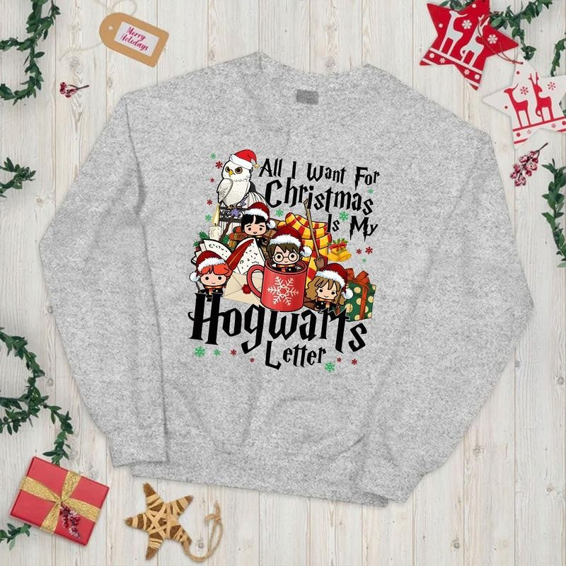 HP All I Want For Chritmas Is Hogwarts Letter Sweatshirt, Hogwarts T-Shirt, Harry  Hoodie Check Cotton Fit