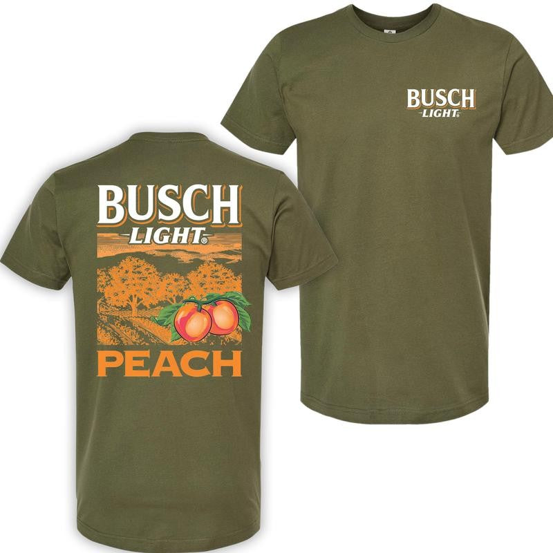Busch Light Peach Scenic T-Shirt, Menswear Top, Colorful, For Him, For Her