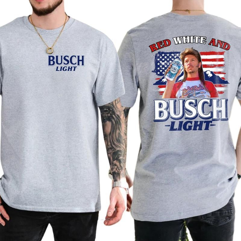 Casual, 2-sided BUSCH LIGHT 2 sides Joe Dirt Red White and Busch, Full Color, For Men ,Gift For men, Casual.