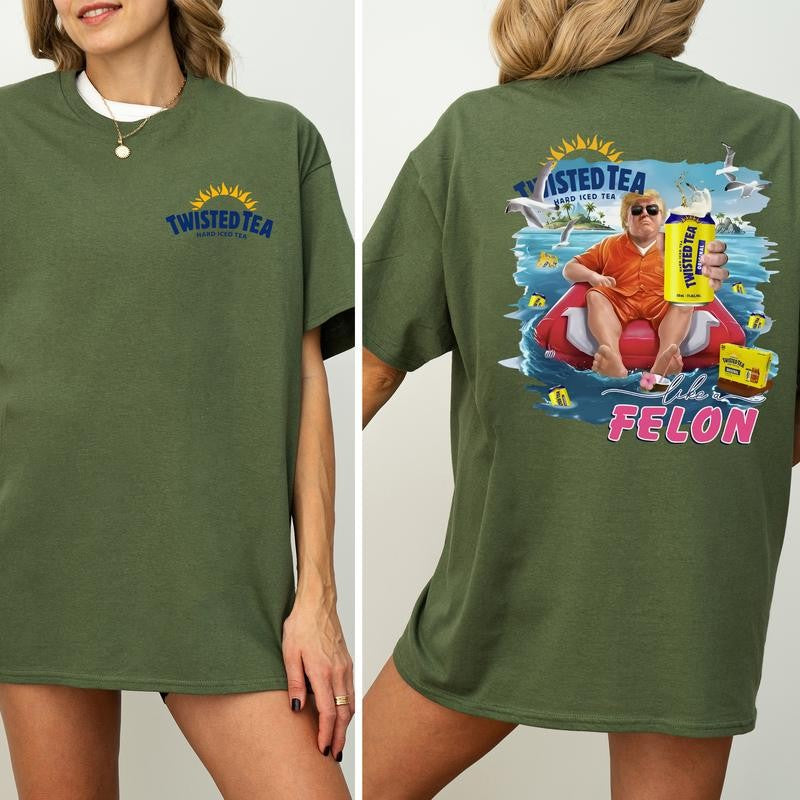 Twisted Tea Beach Graphic Shirt, Funny Summer Beach T-shirt, Summer Vacation Tshirt, Drink Shirt, Comfort Clothing, Cotton Fabric Tshirt, Printed Women's Top, Casual Womenswear