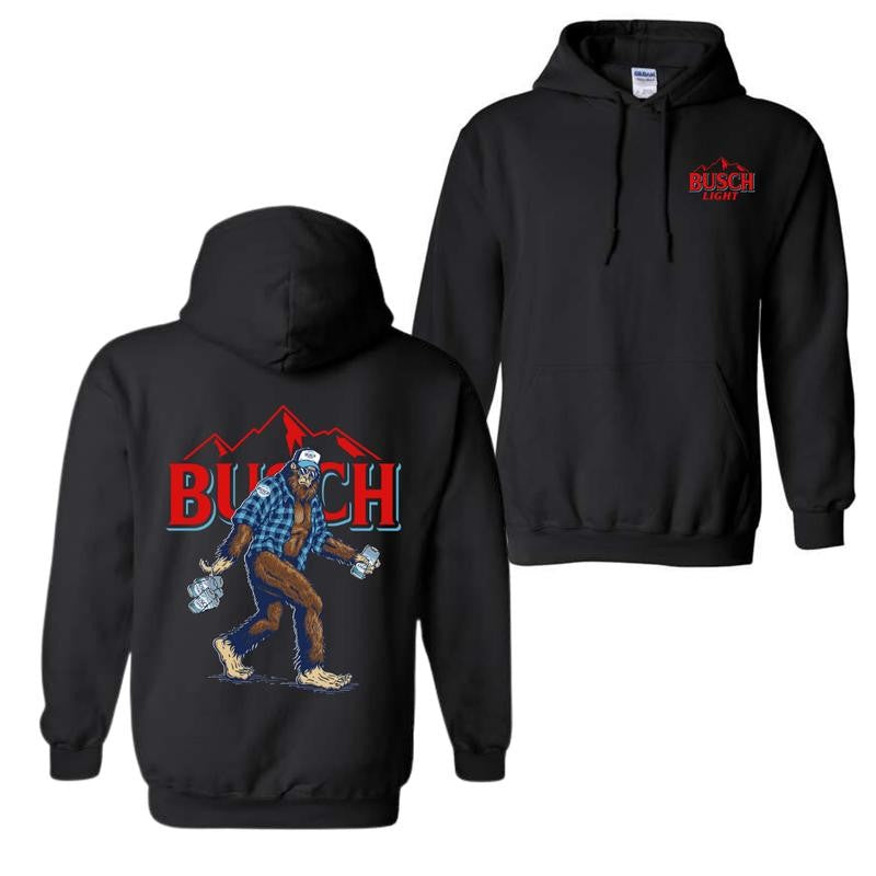 Bigfoot Busch Light Double Sided Hoodie and T-shirt, Unisex Hoodie For Man and Women