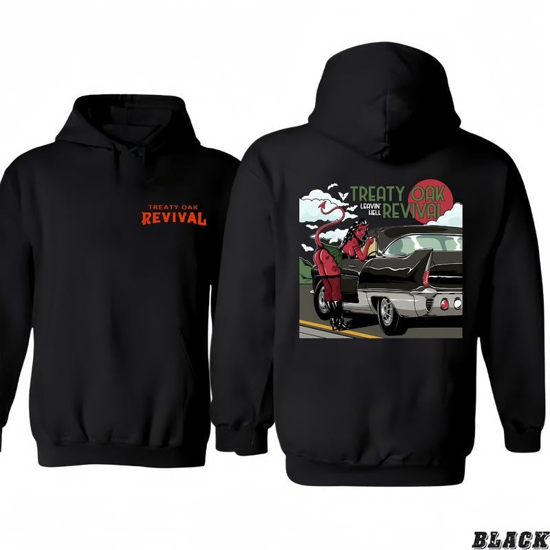 Leaving Hell T-Shirt/Hoodie - Treaty Oak Revival 2 Sided Unisex T-Shirt/Hoodie, Vintage for Men and Women, Unisex Vintage Crewneck Tee - Casual