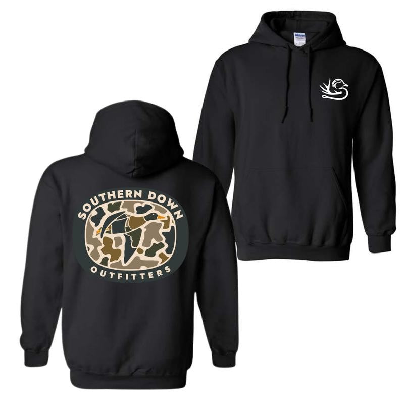 Southern Down Outfitters Camo Shirt , Duck Hunting Southern Down Hoodie, Outdoor enthusiast gift, For southern style enthusiasts, Unisex fit