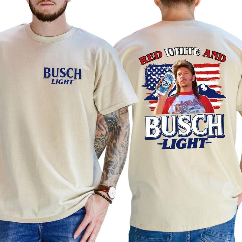 Casual, 2-sided BUSCH LIGHT 2 sides Joe Dirt Red White and Busch, Full Color, For Men ,Gift For men, Casual.