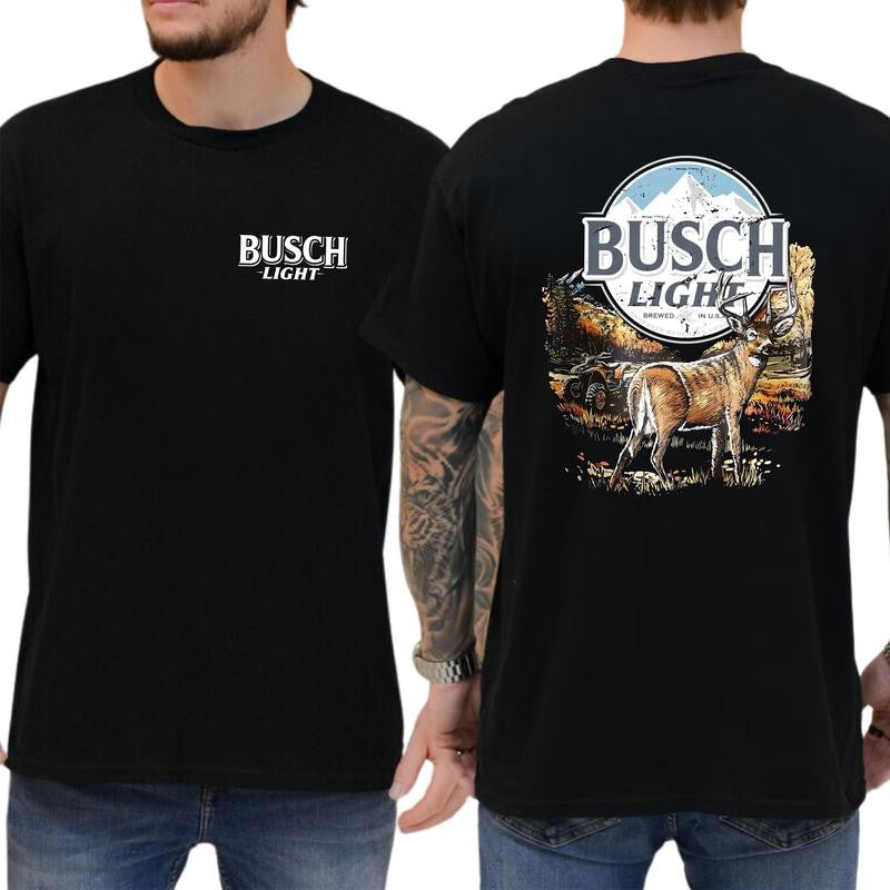 Deer Hunting With Busch Light Beer Shirt, Buck Hunting, Outdoor Life, Classic Cotton Top, Soft Fabric Shortsleeve Shirt