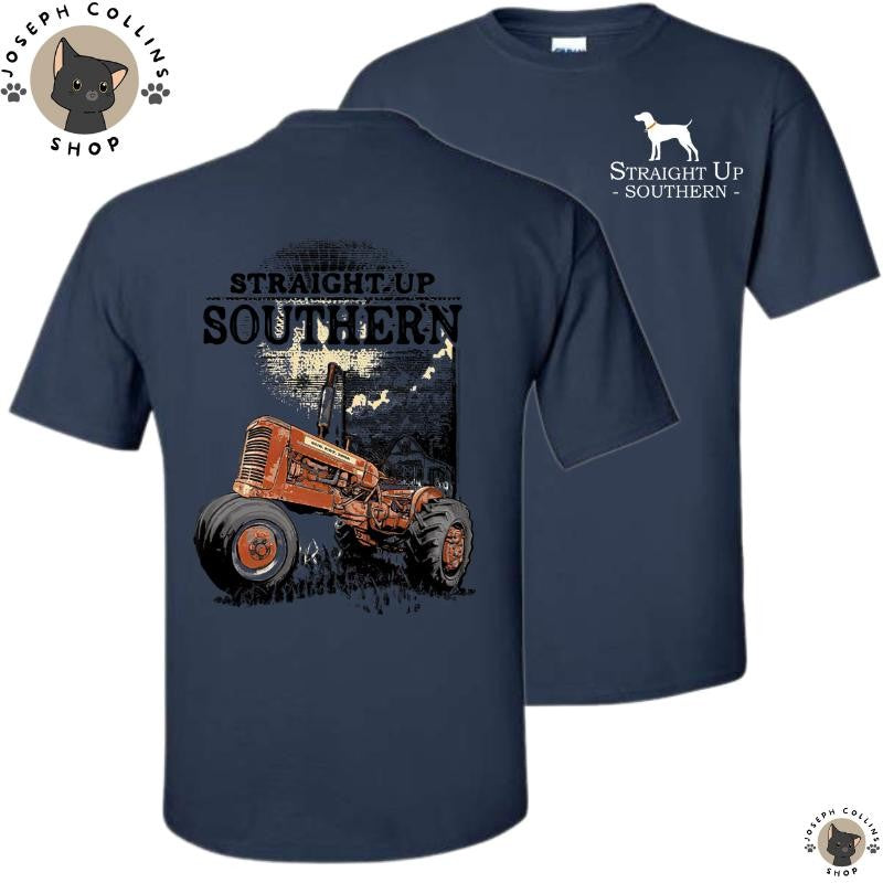 Straight Up Southern-Sunshine Tractor Tee T-shirt - Summer Outfits, Regular Fit Short Sleeve Crew Neck T-Shirt for Men, Casual Comfy Knitting Top for Summer