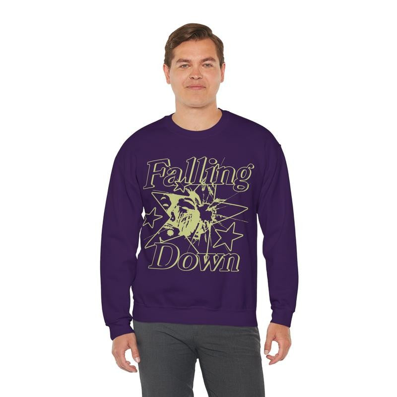 Falling Down Heavy Blendâ„¢ Sweater HipHop Styled Casual Streetwear 90s Vintage Retro Outerwear Classic Cotton Crewneck Sweatshirt