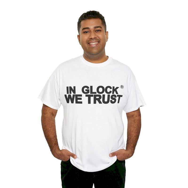 Vintage In Glock We Trust Y2k 90s Hip-Hop Vibes Heavy Cotton Graphic T-Shirt Tshirt Shirt HipHop Rap Tee Casual Classic Menswear Retro Top Comfy Streetwear