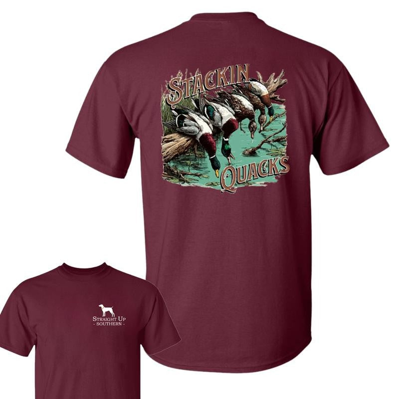 Stackin' Quacks t-shirt- Summer Outfits, Regular Fit Short Sleeve Crew Neck T-Shirt for Men, Casual Comfy Knitting Top for Summer