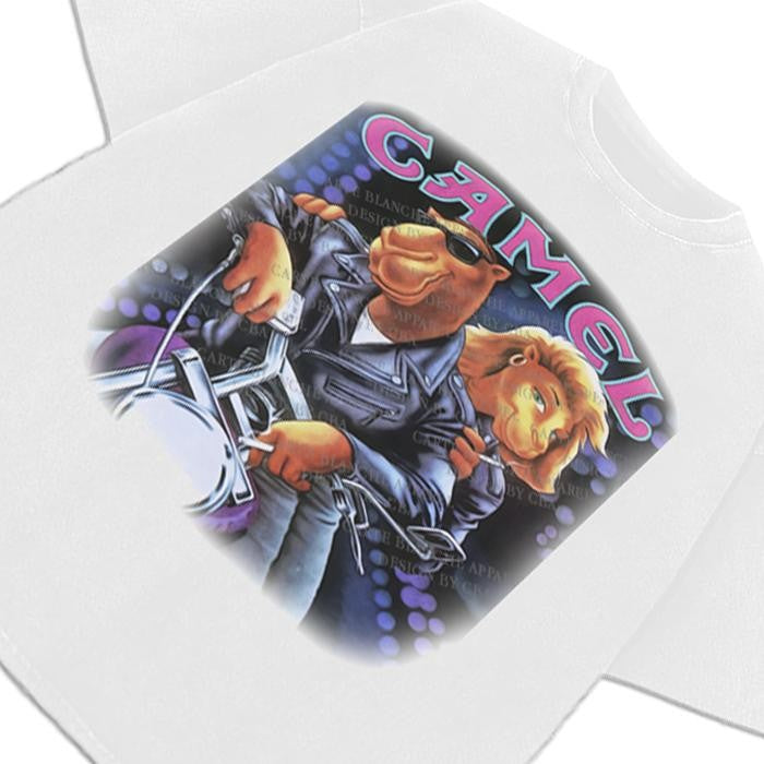 Joe Camel T-Shirt Joe Camel Motorcycle Vintage AD Custom Graphic Tee Crewneck Cotton Menswear Top