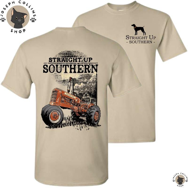 Straight Up Southern-Sunshine Tractor Tee T-shirt - Summer Outfits, Regular Fit Short Sleeve Crew Neck T-Shirt for Men, Casual Comfy Knitting Top for Summer