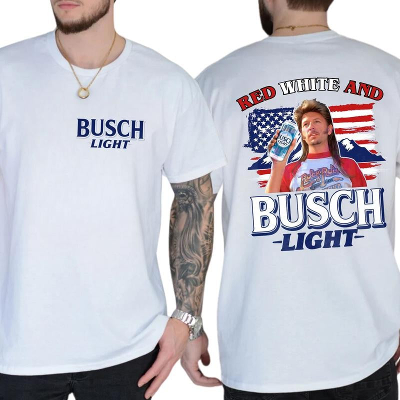 Casual, 2-sided BUSCH LIGHT 2 sides Joe Dirt Red White and Busch, Full Color, For Men ,Gift For men, Casual.