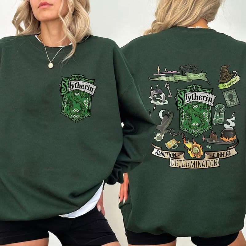 HP Wizard Houses 2 Sides Sweatshirt Hoodie Shirt, Gift for Fan Cotton Fit potterhead gift
