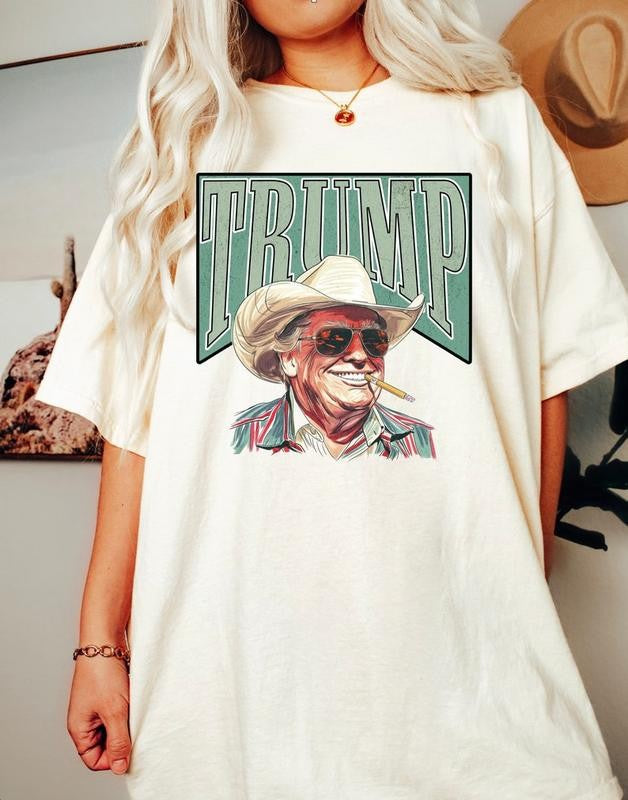 Trump T-Shirt, Western Donald Trump, Cowboy Trump Shirt, Election 2024 Shirt, Funny Conservative Tee, Political President Shirt