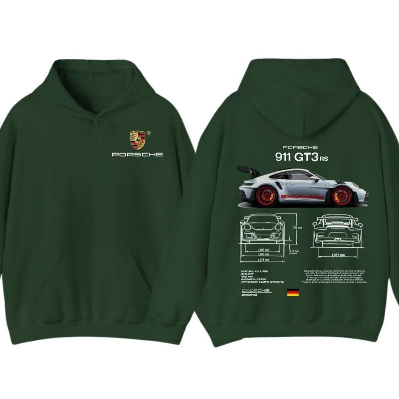 Porsche 911 GT3 RS Aesthetic 2 Sided Hoodie, Unisex Shirt, Car Enthusiast Shirt, Car Clothing