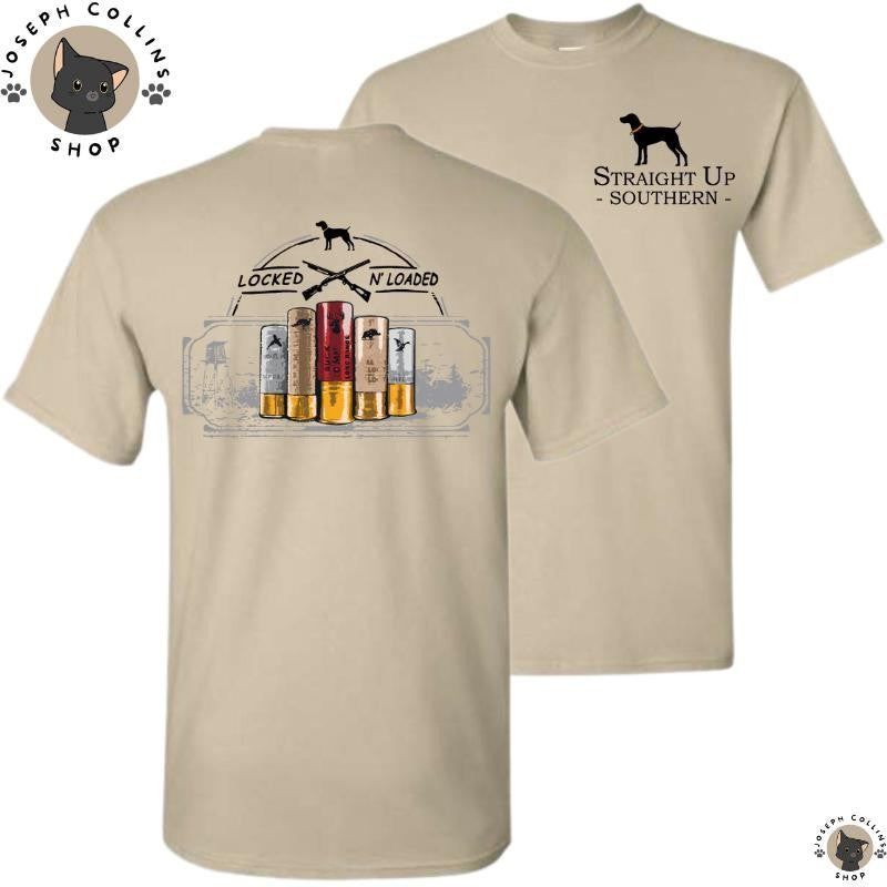 Locked Loaded - Men's Short Sleeve T-Shirt - by Straight Up Southern - Summer Outfits, Regular Fit Short Sleeve Crew Neck T-Shirt for Men, Casual Comfy Knitting Top for Summer