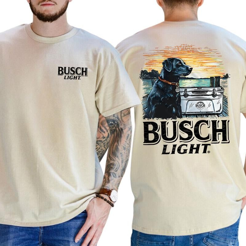 Casual, 2-sided Busch Light Men Limited T-shirt Crewneck, Full Color, For Men ,Gift For men, Casual.