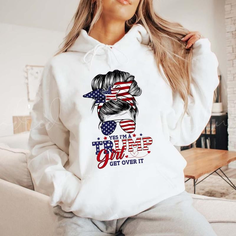 Trump Girl Get Over It Shirt, Trump Shirt Woman, Support Trump Sweatshirt, Maga Hoodie 2024, Election Shirt 2024