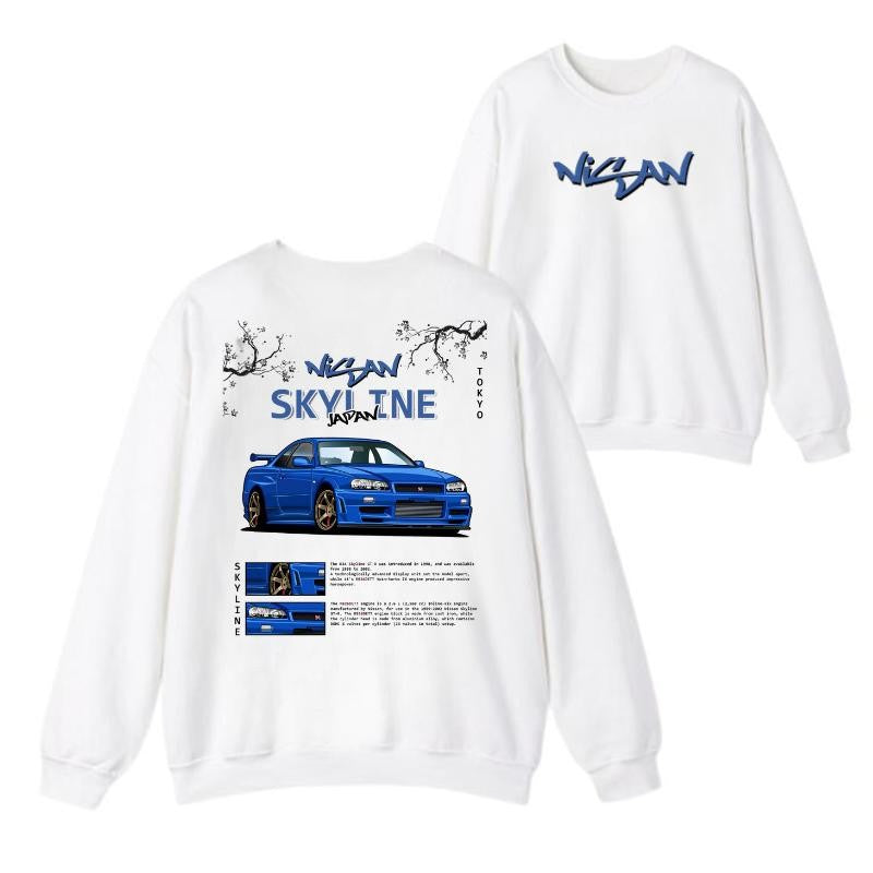 Nissan Skyline 2 side T-shirt, Hoodie, Sweater, Shirt For Men, for Women, Car Enthusiast Shirt, Car Clothing Classic Cotton graphic hoodies