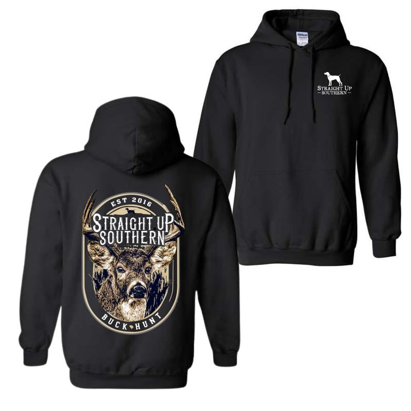 Straight Up Southern Buck Hunt Hoodie - Authentic Southern Design, Comfortable and Durable, Hoodie for Men, Hoodie for Women, High-Quality