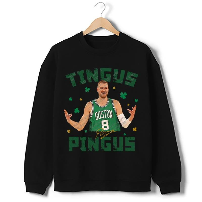 Tingus Pingus Kristap Porzingis T-Shirt Boston Basketball Custom Fan Art Design Graphic T-Shirt Graphic Tee Crewneck Cotton Menswear Oversized