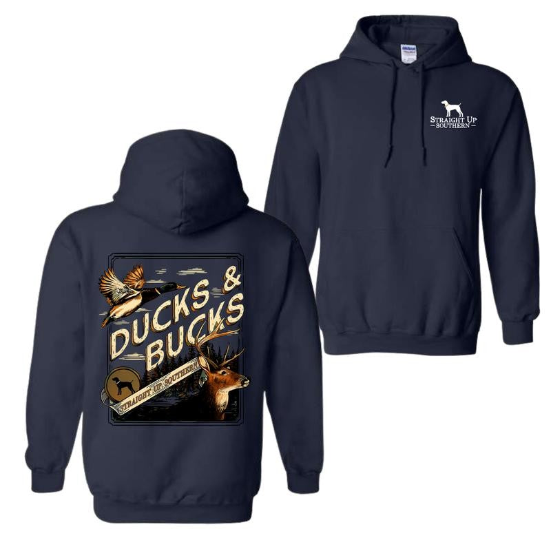 Ducks and Bucks - Mallard Duck and Whitetail Buck Hunting Hoodie - Youthful & Vibrant - Every Size Available